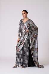 Eliza Saree with Blouse - Black & Silver